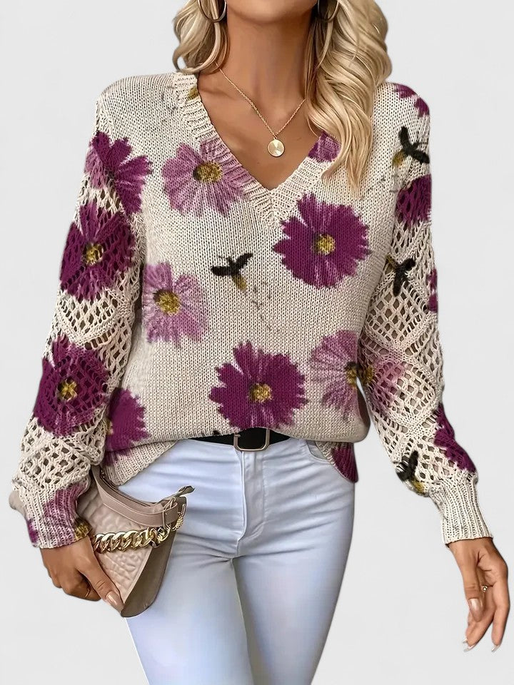 Aurélie | Stylish Knit with Floral Pattern