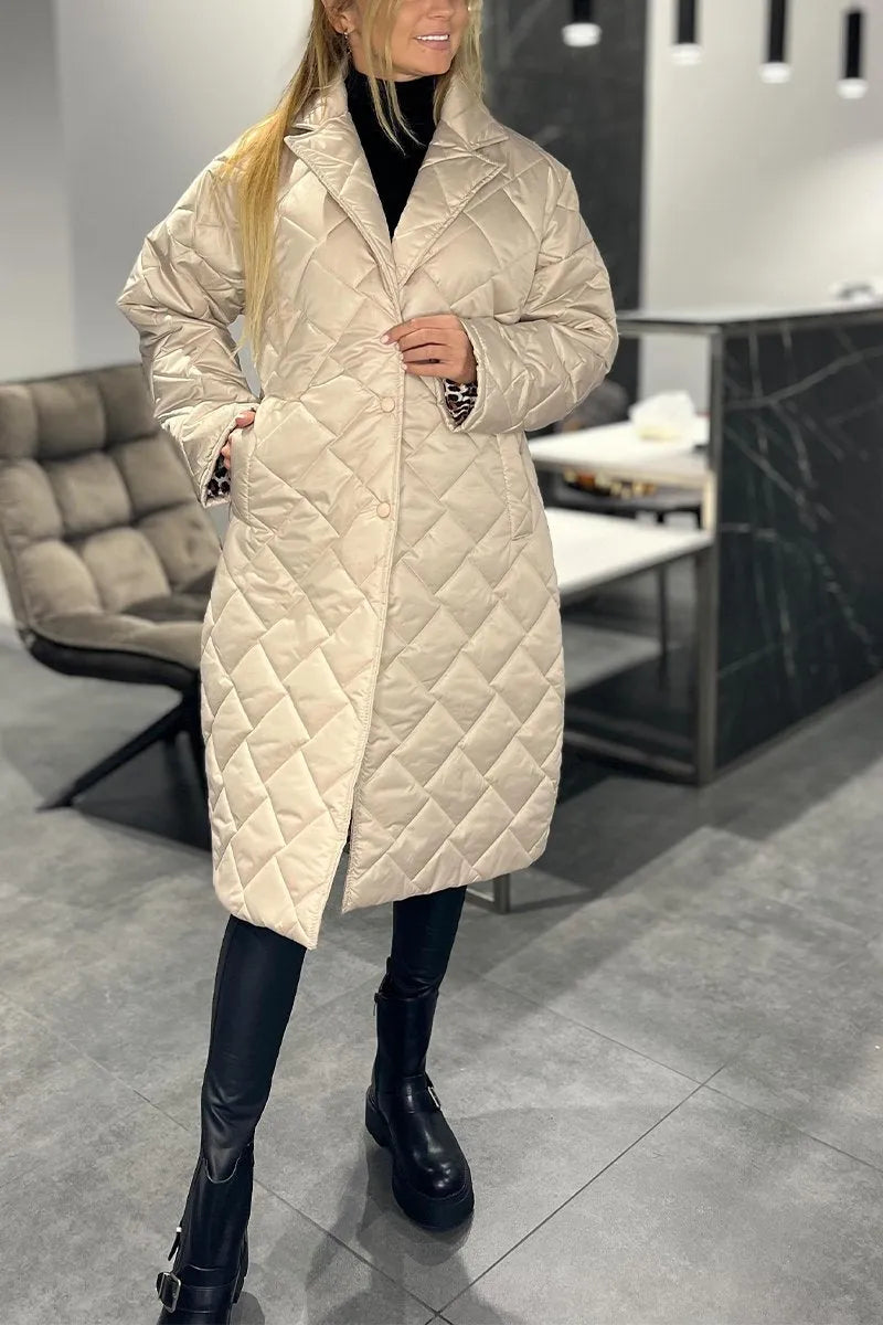 Ofira – Reversible Quilted Coat with Leopard Print Lining